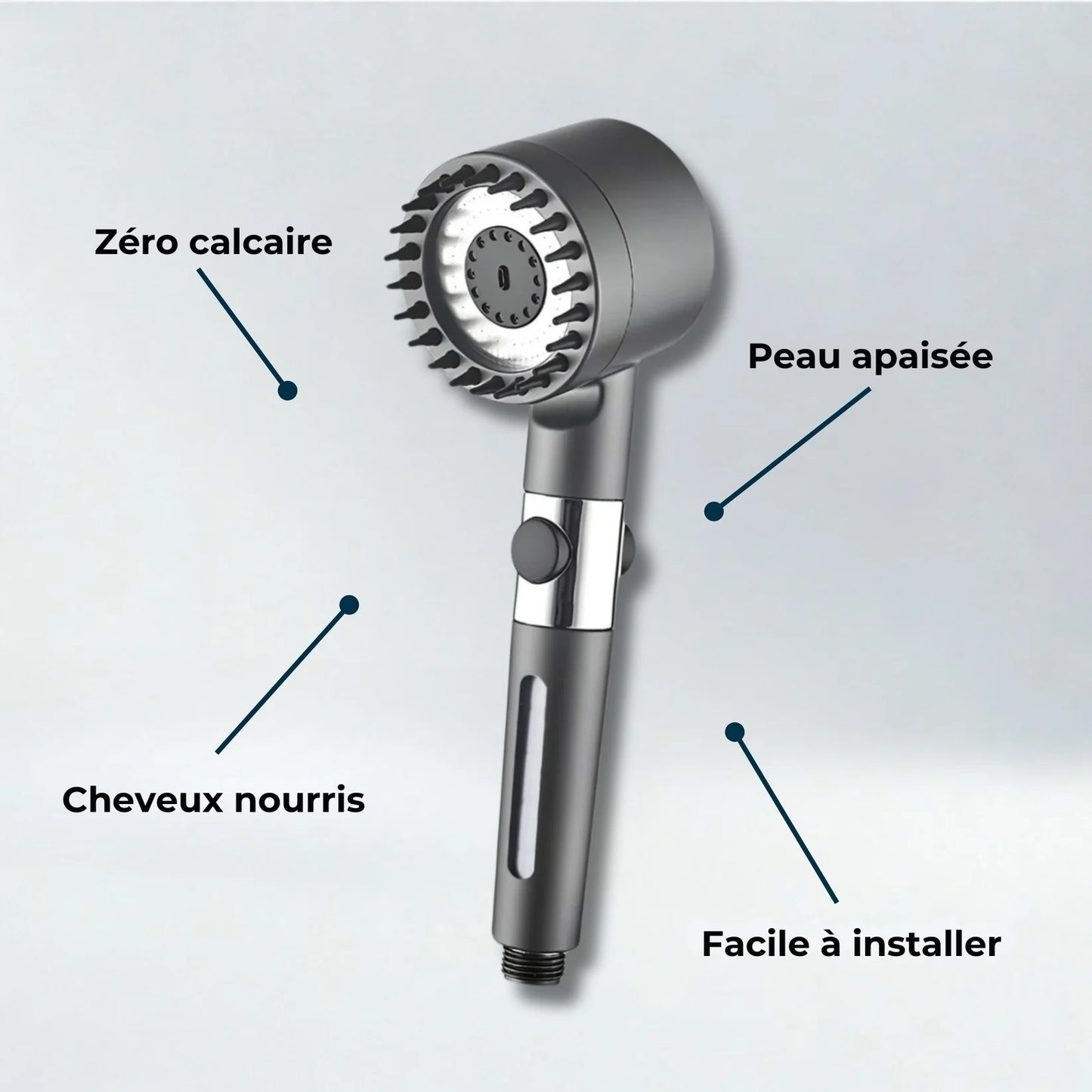 PureJet — Pommeau de douche spa, filtration 15 étapes, 3+1 modes, Stop 1-clic 🚿