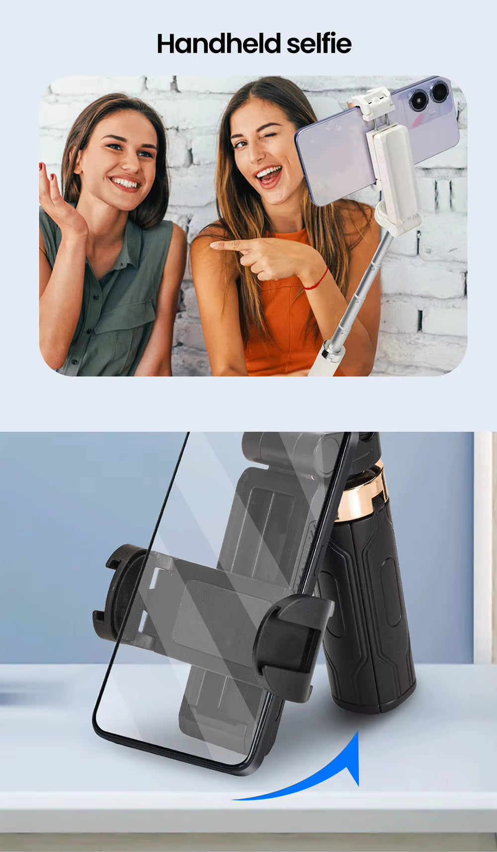 💖⏳Bâton de selfie Bluetooth pliable de poche avec trépied intégré💖