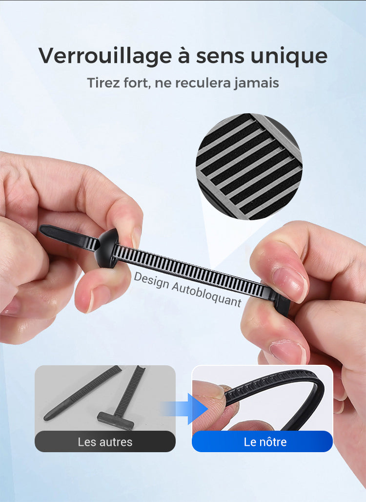 Boucle de cravate câble universelle en nylon