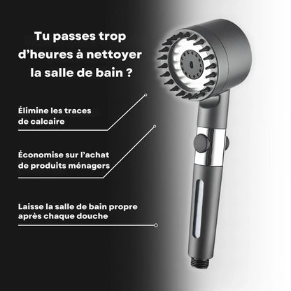PureJet — Pommeau de douche spa, filtration 15 étapes, 3+1 modes, Stop 1-clic 🚿