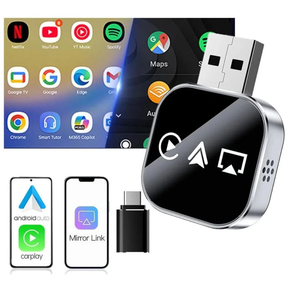 Adaptateur CarPlay sans fil 3-en-1 (Apple/Android)