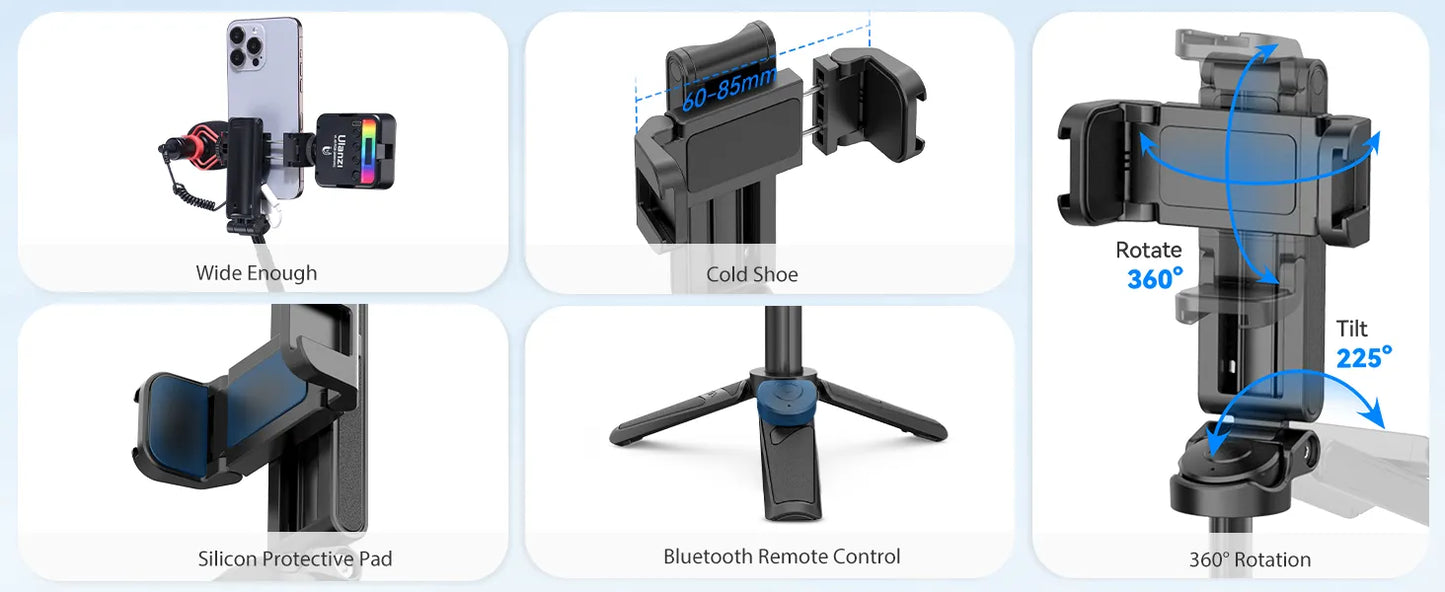 💖⏳Bâton de selfie Bluetooth pliable de poche avec trépied intégré💖