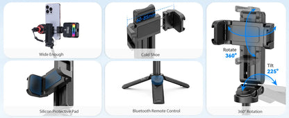 💖⏳Bâton de selfie Bluetooth pliable de poche avec trépied intégré💖